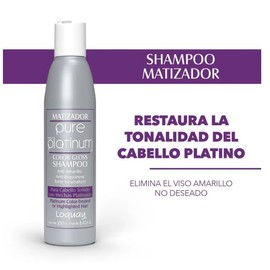 Loquay Pure Platinum Shampoo Matizador, Color Gloss, Anti-Amarillo, Tono Neutralizador, Líquido, 250 ml                                               