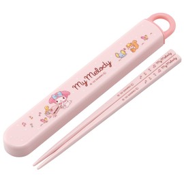 Skater ABS2AMAG-A My Melody Sanrio Chopsticks and Chopsticks Case Set, 6.5 inches (16.5 cm), For Kids, Girls, Antibacterial, Made in Japan