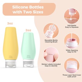 19 Packs Travel Bottles for Toiletries, Silicone Travel Size Toiletries, TSA Approved Travel Essentials, Squeezable Travel Accessories，Leak Proof Travel Size Containers for Shampoo Conditioner Lotion