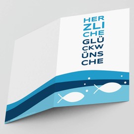 A4 XXL Greetings Card Fish ICHTHYS with Envelope Elegant Folding Card for Communion Confirmation Christening Confirmation Birthday Card from BREITENWERK