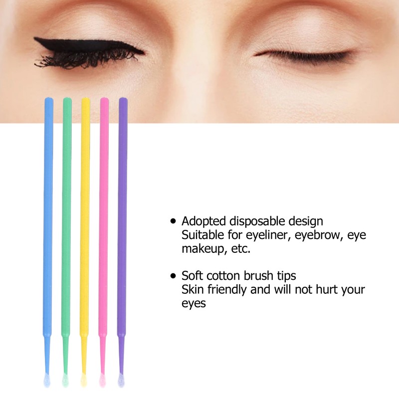 500pcs Disposable Eyeliner Cleaner Soft Cotton Tips Mini Makeup Cleaning