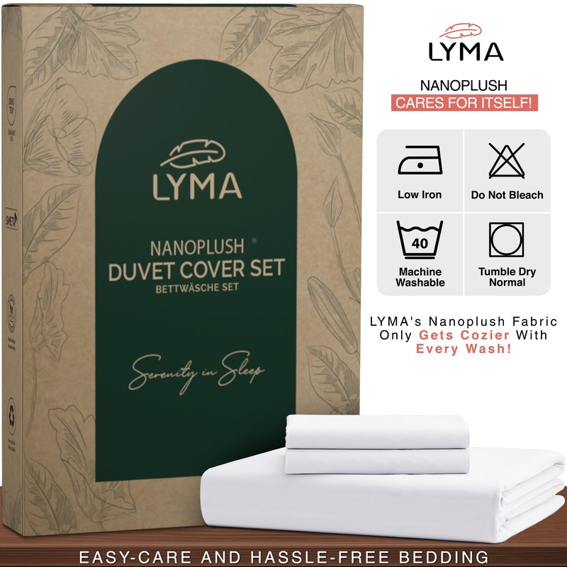 LYMA Bedding Duvet Cover Set Double Plain, OEKO-TEX Certified, Ultra