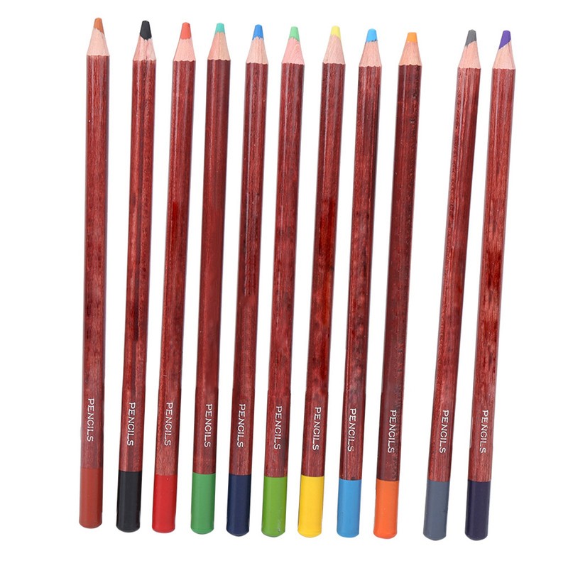 12Pcs Pastel Pencils Wooden Rod Professional Sketching Painting Tool Art