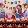 Happy Birthday Decorations-3pcs Red and Gold Birthday Tablecloth,Rectangle Plastic Disposable