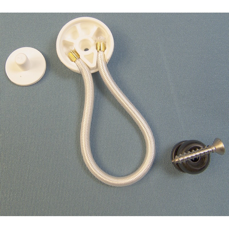 StayPut Bungee/Shock Cord Fastener, White w/Black Surface Attachment Knob &