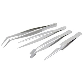 Surtek 115200 Juego de pinzas de presición tipo tweezer, 4 piezas