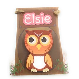 Elsie Children's Magnetic mini Clip Board school reminders reminder on Fridge wall plaque with spring peg with Funny Faced Owl