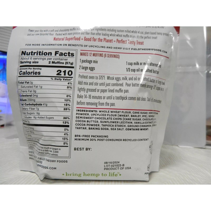 Field Theory Upcycled Chocolate Muffin Mix Hemp Plant Based Mix