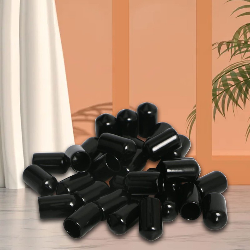 Ohamtes 50PCS ID9mm Black PVC Rubber End Cap, Vinyl Flexible