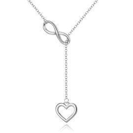 BriLove 925 Sterling Silver Dainty Infinity Heart Pendant Necklace Lovely Gift for Women Birthday/Mothers Day/Valentines Day/Christmas Clear Silver-Tone