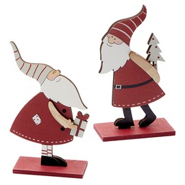 TOYANDONA 2 Pieces Santa Claus Figurine Wooden Decorative Figure Stand Christmas Lettering Christmas Table Decoration Wooden Ornaments Gift for Christmas Decoration Living Room Xmas Winter Decoration