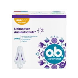 o.b. o.b. ExtraProtect Normal (56 Stück), Tampons für mittlere/stärkere Tage, Dynamic Fit Technologie & extra Schutzflügel für bis zu 100% Auslaufschutz während der Periode