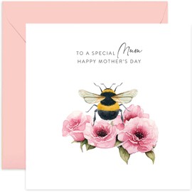 Old English Co. Bumblee Bee Mother's Day Card - Special Mum on Mother's Day - Greeting Card for Mum - Mother's Day Gifts for Her from Son or Daughter | Blank Inside
