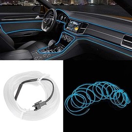 Vmingo Tira Luz Led Interior Auto Coche Decorativa USB 5m Moldura | Azul Hielo