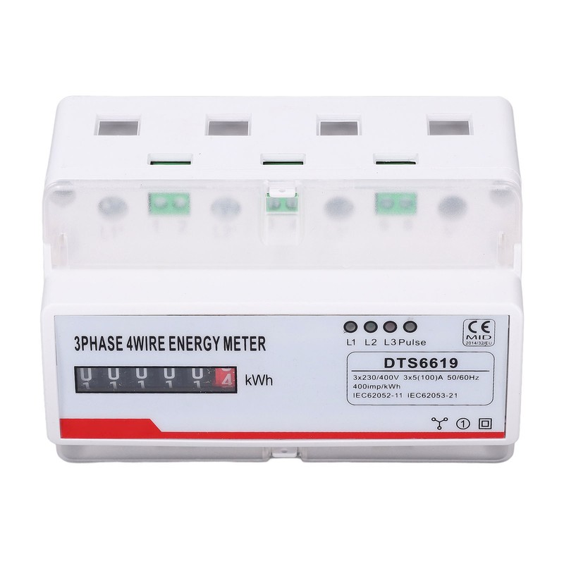 Power Consumption Meter 3 Phase 4 Wires 35mm Rail Mounting