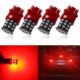 Antline 3157 3156 3057 4157 3056 LED Bulbs Brilliant Red, 12-24V Super Bright 600 Lumens Replacement for Backup Reverse Lights, Tail Brake Lights, Turn Signal Lights (Pack of 4)