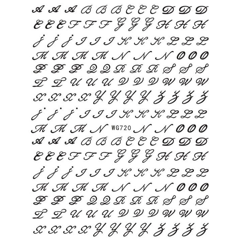LANODO 6 Pcs Nail Stickers Alphabet 3D English Letters (6