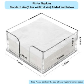 Fengzhe Acrylic Napkin Holder for Table，Clear Paper Napkin Holder，Disposable Paper Towel Holder for Bathroom,Kitchen,Parties, Weddings, and Various Events. (7''x 7''x2.35''