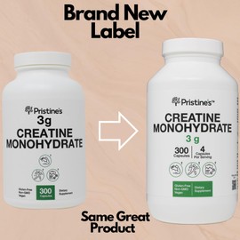 PRISTINE'S Creatine Monohydrate Capsules for Women & Men - No Bloat 75 Day Supply 3G Muscle Growth Support Supplement - Cognitive & Athletic Performance Support - Enhanced Recovery