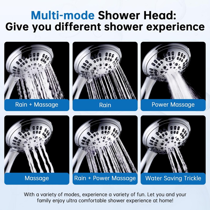 G-Promise Luxury Filtered Handheld Shower Head, 6 Spray Settings Shower