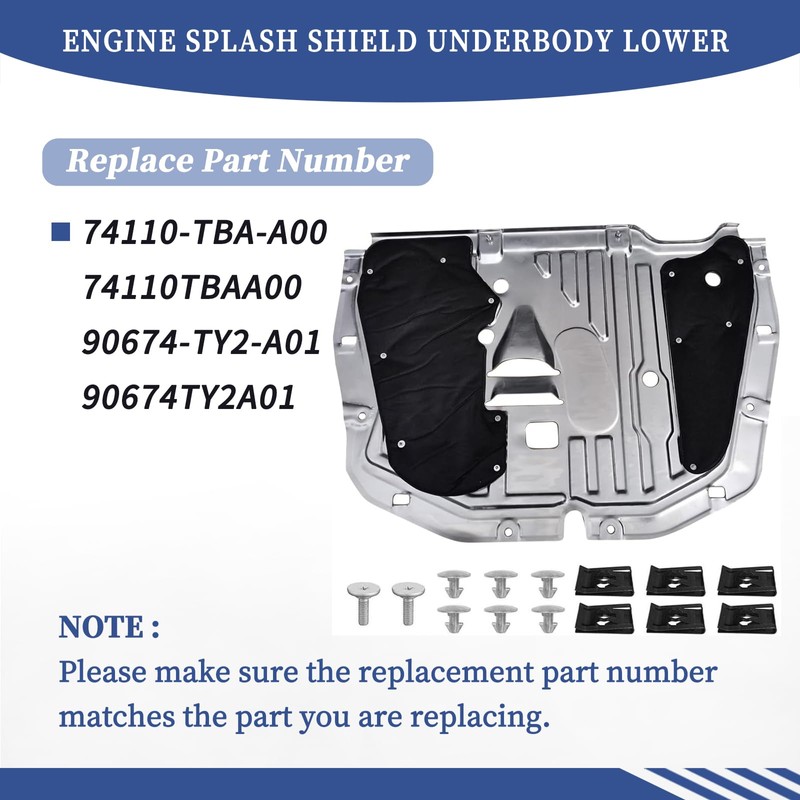 Getfarway Engine Splash Shield Underbody Lower 74110-TBA-A00 Compatible with Honda