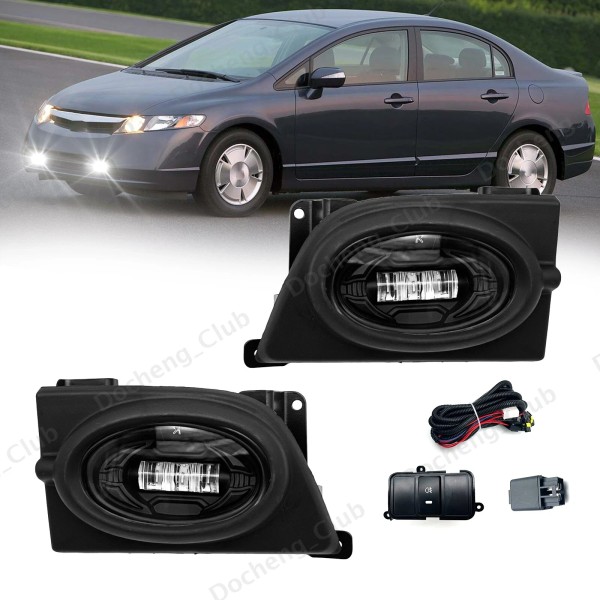 Unbranded For 2006-2008 Honda Civic Sedan LED Fog Lights Front
