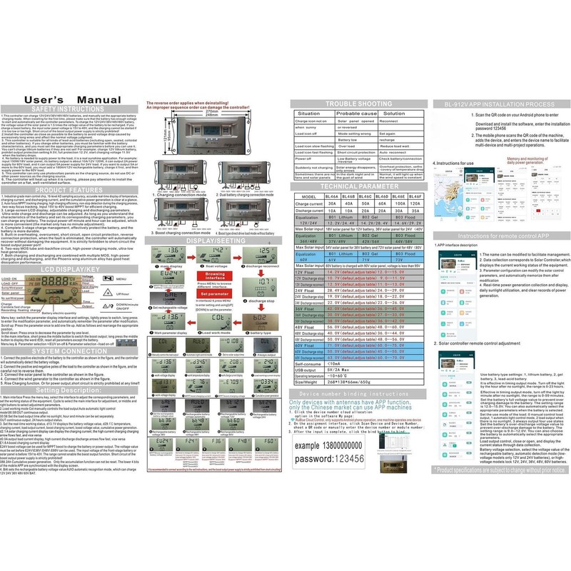 Solar Charge Controller MPPT Overcharge Protection Solar Charge Regulator for