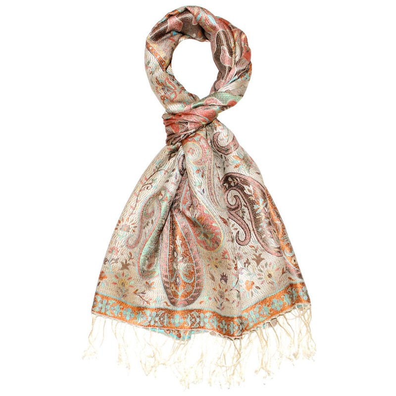 Lorenzo Cana Luxury Pashmina Scarf Jacquard Woven 100% Silk Paisley