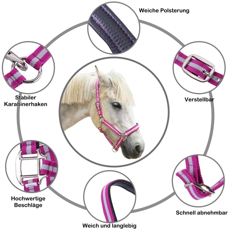 Gallopoff Headcollar for Horses, Thickened Adjustable Headcollar, Horse Halter, Durable
