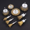 Jizzu 9 pieces wire brush drill, stainless steel brush attachment,