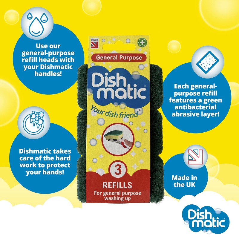 Dishmatic Spare Heads Green HD 3pk, White, One Size