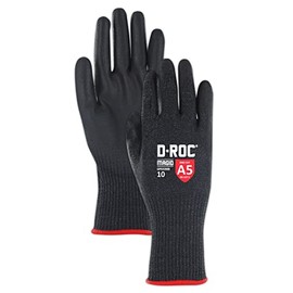 MAGID D-ROC Level A5 Cut Resistant Gloves, 12 Pair, Firm Grip Gloves for Work, Size 6/XS, Black (GPD590B)