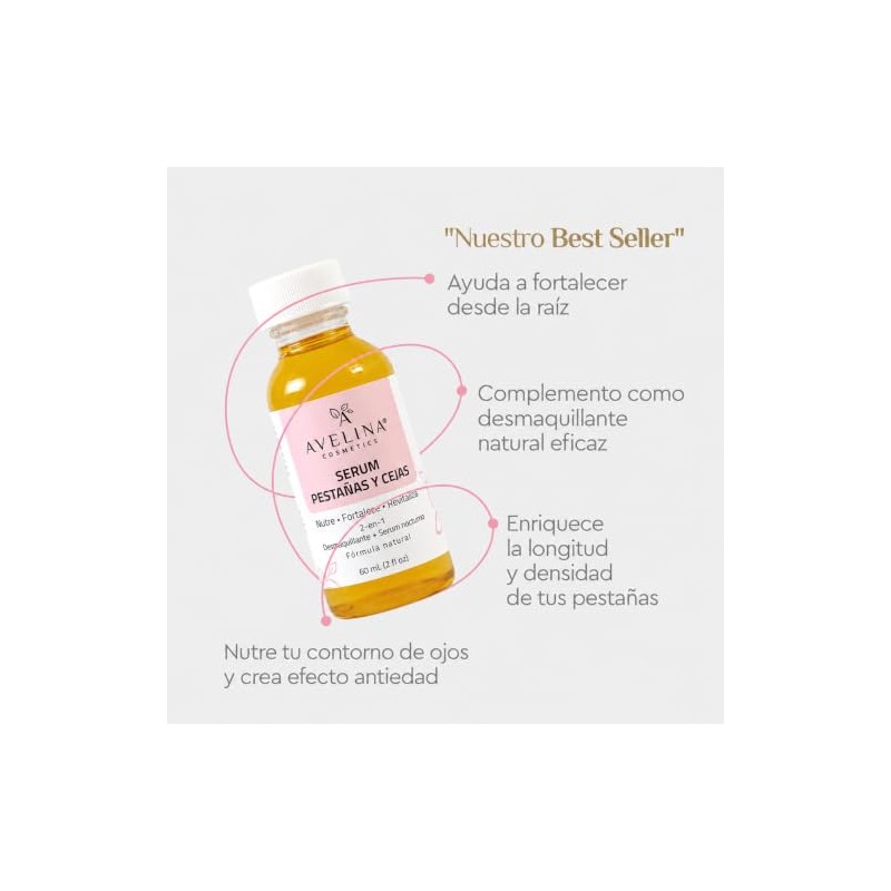 AVELINA COSMETICS Kit Serum Alargador de Pestañas y Cejas 100%