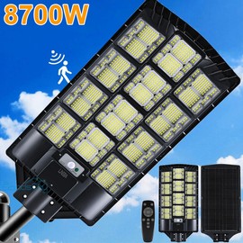 LINEBA 8700W Commercial LARGE Solar Street Light Outdoor Dusk to Dawn High Brightness