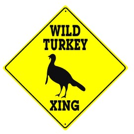 Metal Tin Sign Wild Turkey Xing Crossing Caution Animal Farm Ranch Hunter Road Décor Indoor Outdoor Wall Decor Yard Square Sign 12" x 12"