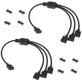 HUAREW 1-to-3 ARGB Splitter Cable, 5V 3Pin Addressable RGB Splitter Extension Cable ARGB LED Cable for Extend PC Computer, ARGB LED Series Or 5V ARGB Fans (2 Pack)