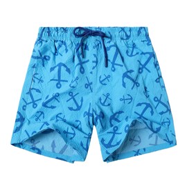 NATUST Boys' Printed Swimming Shorts with Mesh Lining Beach Shorts, sky blue