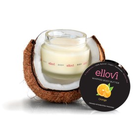 Ellovi All-Natural Luxuriously Whipped Body Butter - Orange - Pure Enough to Eat - Made With Just 6 Vegan Ingredients - 100% Plant-Based Moisturizer For Naturally Healthy Skin (0.57 fl. oz/16.8ml)