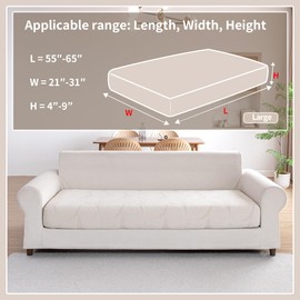 QIANMEW Couch Covers for Sectional Sofa, Washable Stretch Soft Sofa Cushion Covers L Shape Sofa Slipcovers Anti Slip Furniture Decor Protector for Pets (1PC Large Sofa Cover,Ivory)