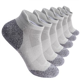 VWELL Men's Running Ankle Socks With Cushion Low Cut Breathable Athletic Sports Tab Socks for Men-6Pairs (Grey1, Medium)