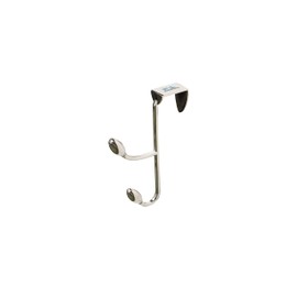 FantasHome Traditional Over The Door Double Hooks, Organizer for Hanging Coats, Hats, Towels, Purses in Bedroom, Bathroom, Laundry Room and More - Silver