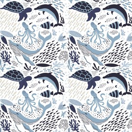 Erosebridal Turtle Bedding Sets Twin White Blue Whale Decor Teen Duvet Cover Set,Octopus Pattern Ocean Theme Comforter Cover Set Underwater Children Comforter Cover for Adult Kids Girls Boys