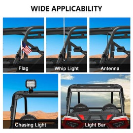 PSLER Pro Fit Cage Light Mount Whip UTV Flag Whip Light Mount for Ranger General Defender Commander 2021-up Maverick Trail Sport with Pro Fit Roll Cages Adjustable Heavy-Duty 2PC