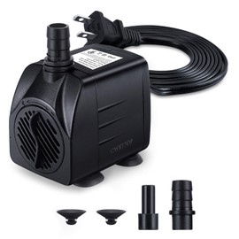 CWKJ Fountain Pump, 220GPH(15W 900L/H) Submersible Water Pump, Durable Outdoor Fountain Water Pump with 7.2ft（2.2m） Power Cord, 3 Nozzles for Aquarium, Pond, Fish Tank, Water Pump Hydroponics