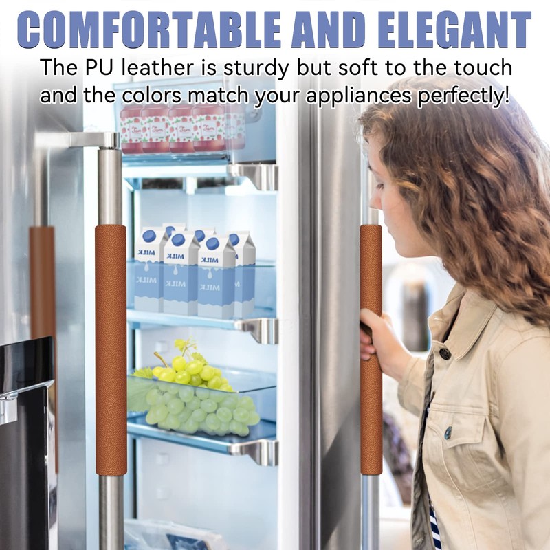 Metonsto Refrigerator Handle Covers, 5PCS Leather Kitchen Appliance Handle Covers,