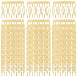 Cinaci 30pcs Small Plain Blank DIY Craft Gold Metal Hair Side Combs Slides with 10 Teeth Wedding Bridal Veil Combs Headpieces French Twist Bun Hair Clips for Women Flower Girls Brides (Gold-30 Pack)