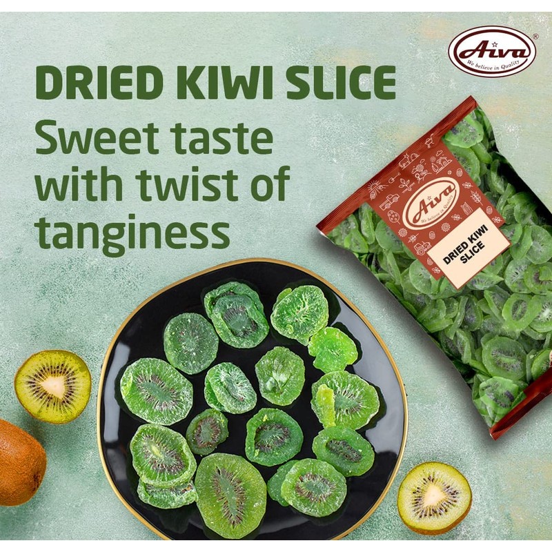 Aiva Dried Kiwi Fruit Slices, All Natural added Sugar, Non-GMO,