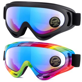 MAMBAOUT 2-Pack Snow Ski Goggles, Snowboard Goggles for Men, Women, Youth, Kids, Boys or Girls