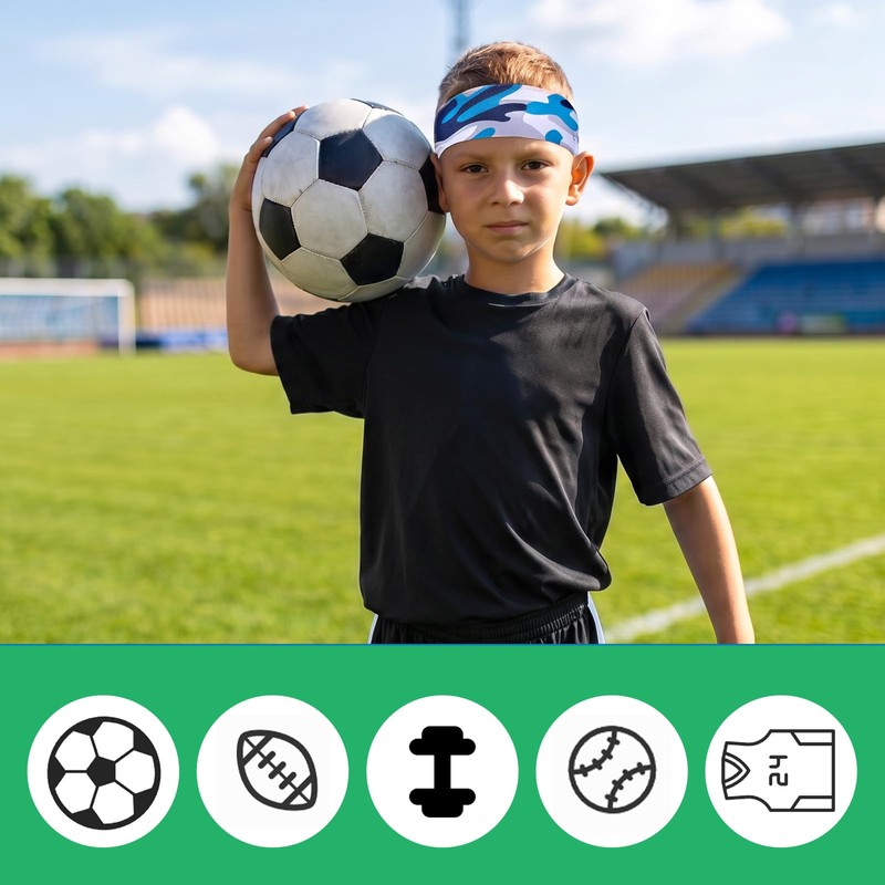 Kids Sports Sweatbands Ages 4-10 Boys Girls Athletic Headbands Baseball
