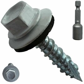 (250) BRAUNY BOY White Metal Roofing Screws #10 × 1 Inch, Rubber Washer, Sharp Point, Metal to Wood Siding Screws - Qty (250) Screws